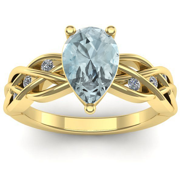 Inel de logodna cu aquamarin lacrima