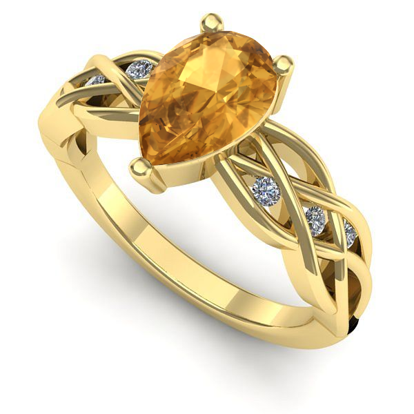 Inel de logodna din aur galben cu citrin