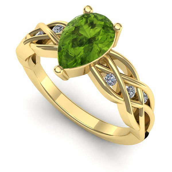 Inel de logodna din aur galben cu peridot