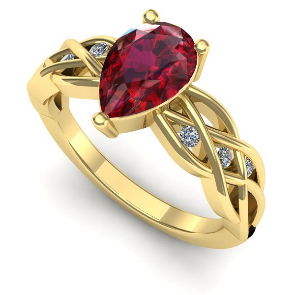 Inel din aur galben cu rubin