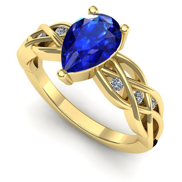 Inel logodna din aur galben cu safir