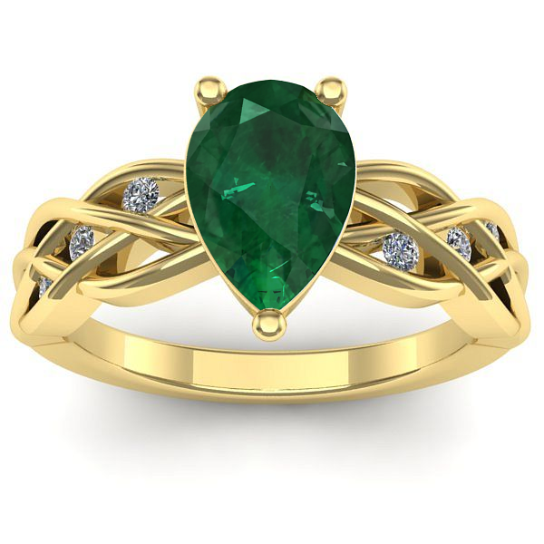 Inel logodna cu smarald lacrima