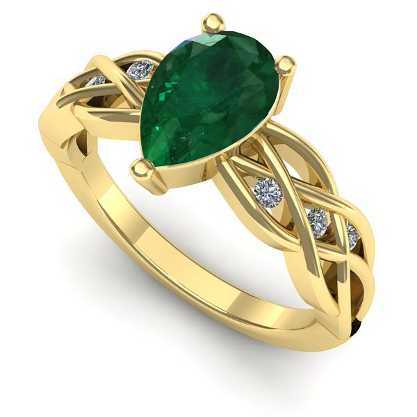 Inel din aur galben cu smarald