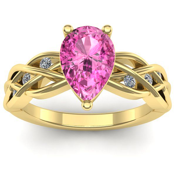 Inel cu safir roz lacrima