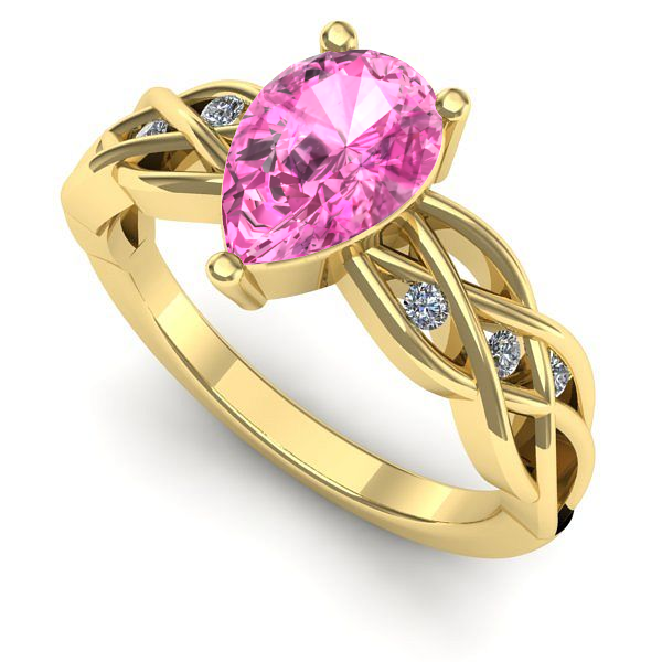 Inel din aur galben cu safir roz