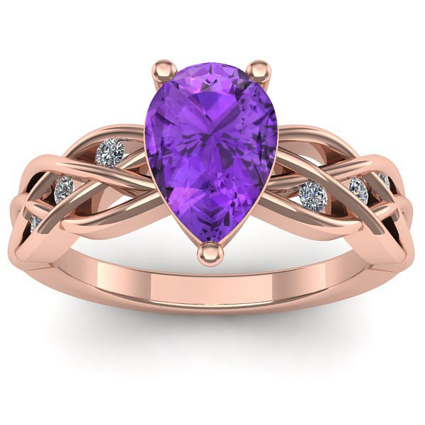 Inel de logodna cu ametist lacrima