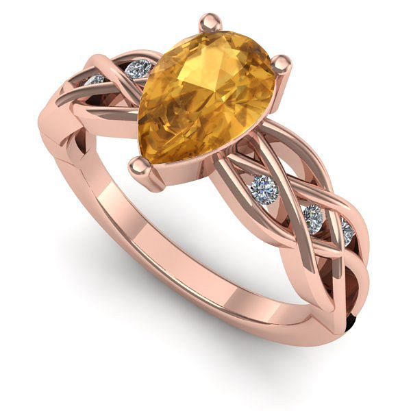 Inel din aur roz cu citrin