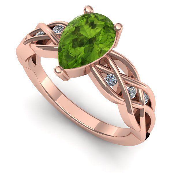 Inel de logodna din aur roz cu peridot