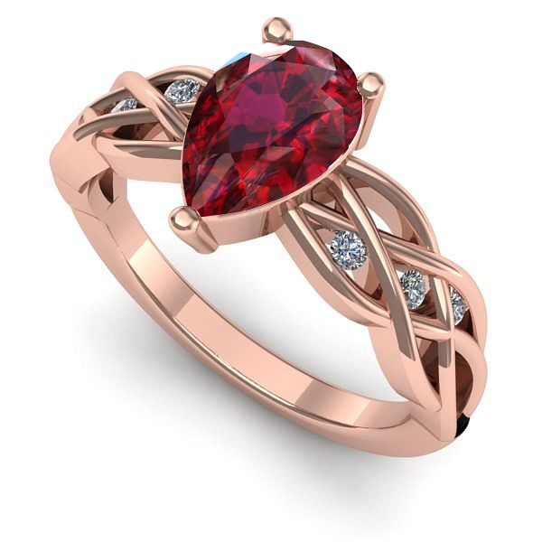 Inel logodna din aur roz cu rubin
