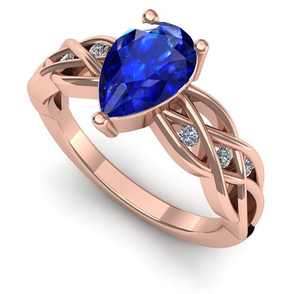 Inel din aur roz cu safir