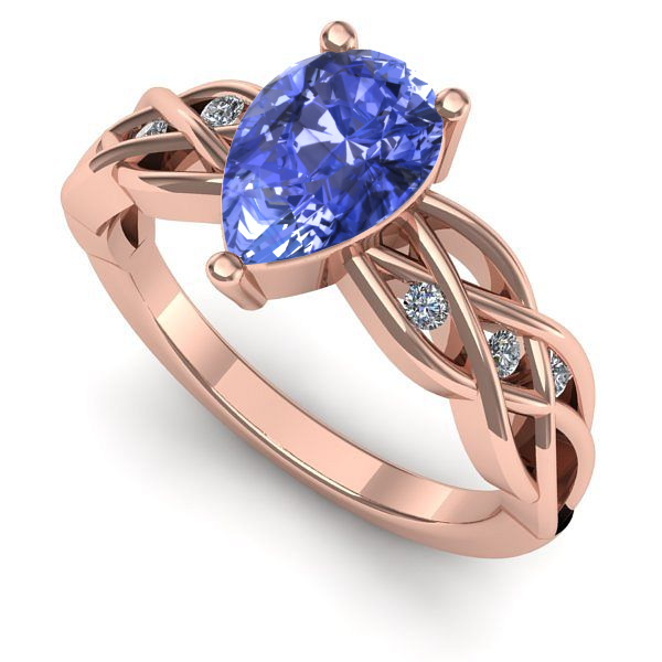 Inel de logodna din aur roz cu tanzanit