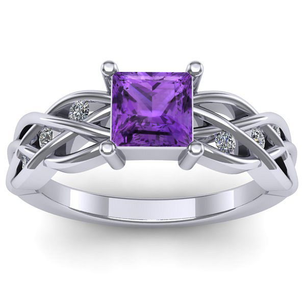 Inel logodna cu ametist patrat