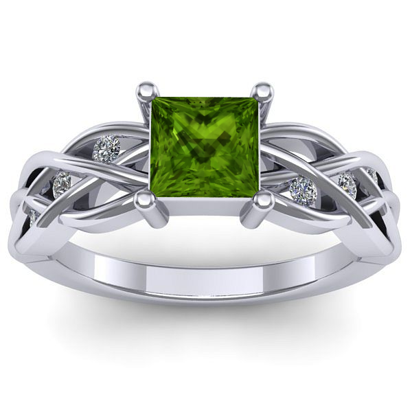 Inel cu peridot patrat