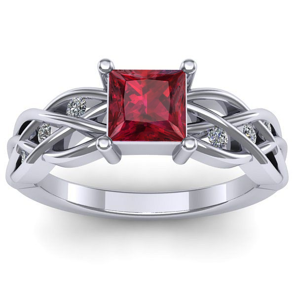 Inel logodna cu rubin patrat