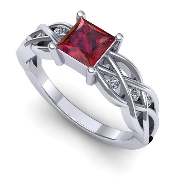 Inel din aur alb cu rubin