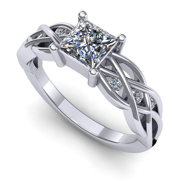 Inel de logodna din aur alb cu safir alb