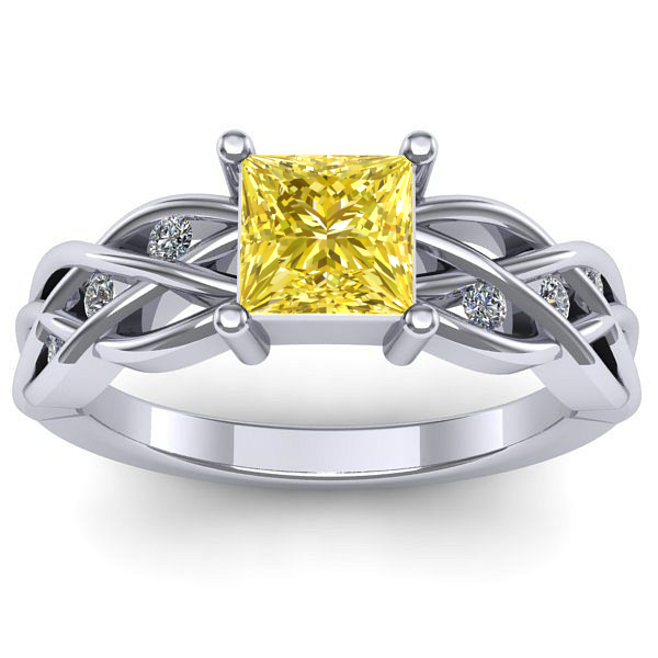 Inel logodna cu safir galben patrat