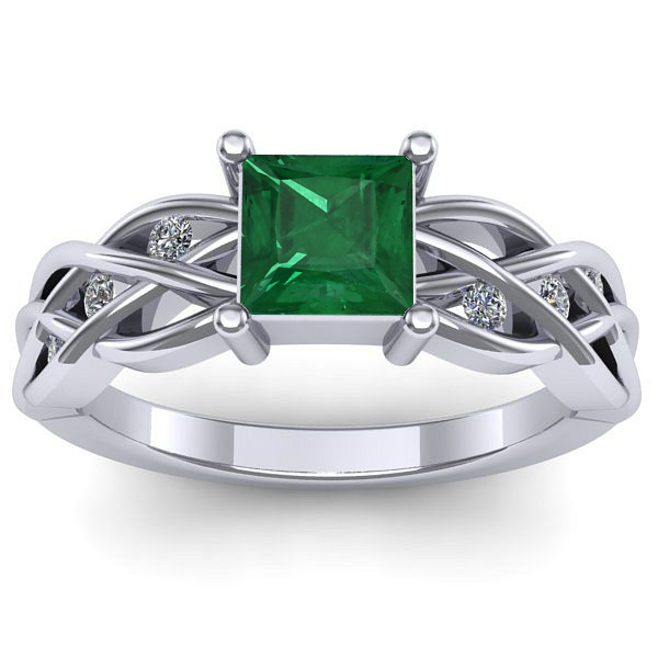 Inel logodna cu smarald patrat
