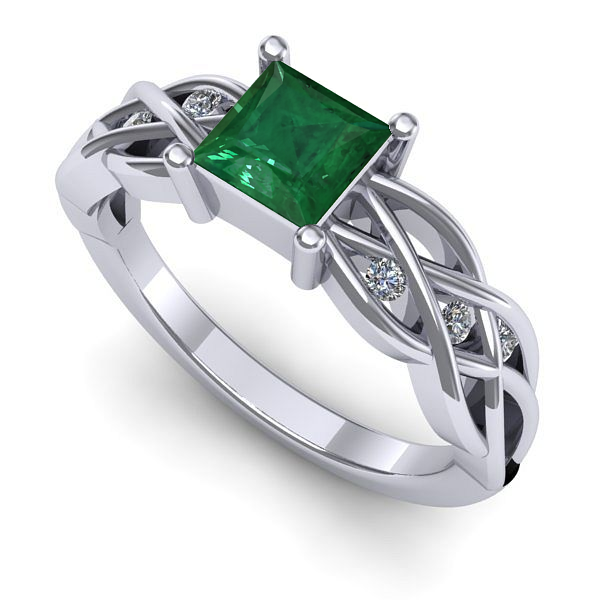 Inel din aur alb cu smarald