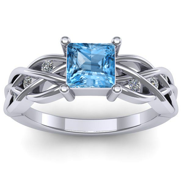 Inel logodna cu topaz blue patrat