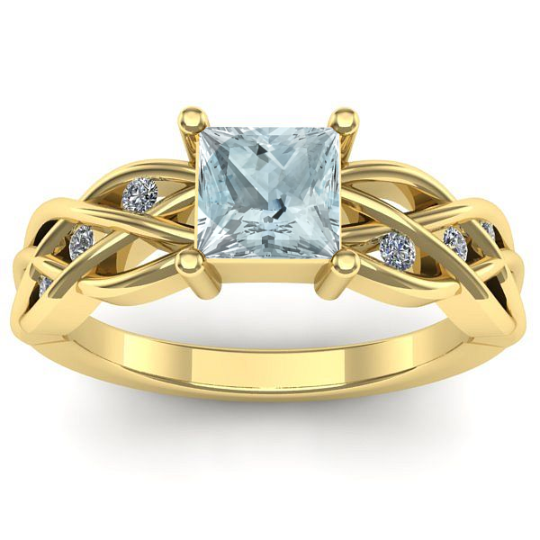 Inel cu aquamarin patrat