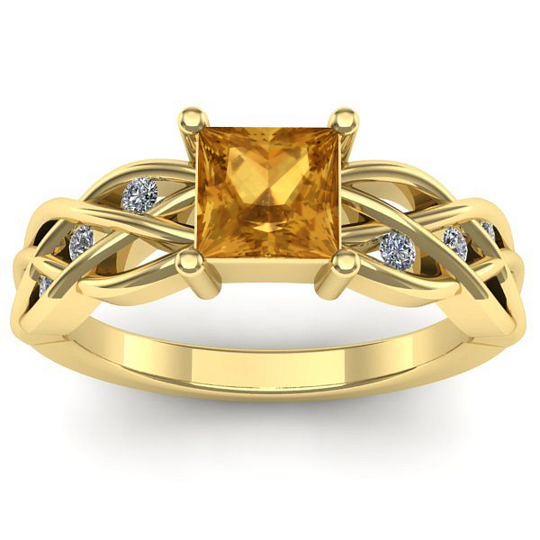 Inel logodna cu citrin patrat
