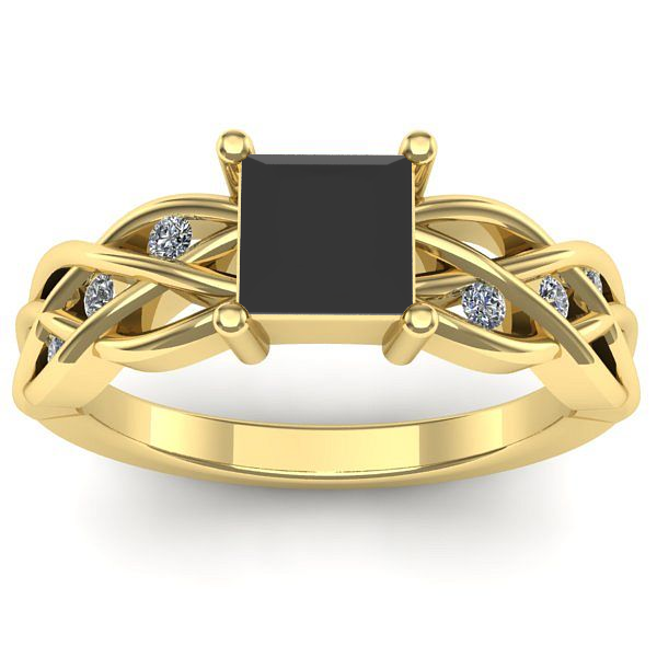 Inel logodna cu diamant negru patrat