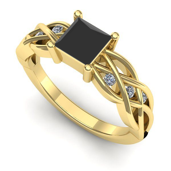 Inel din aur galben cu diamant negru