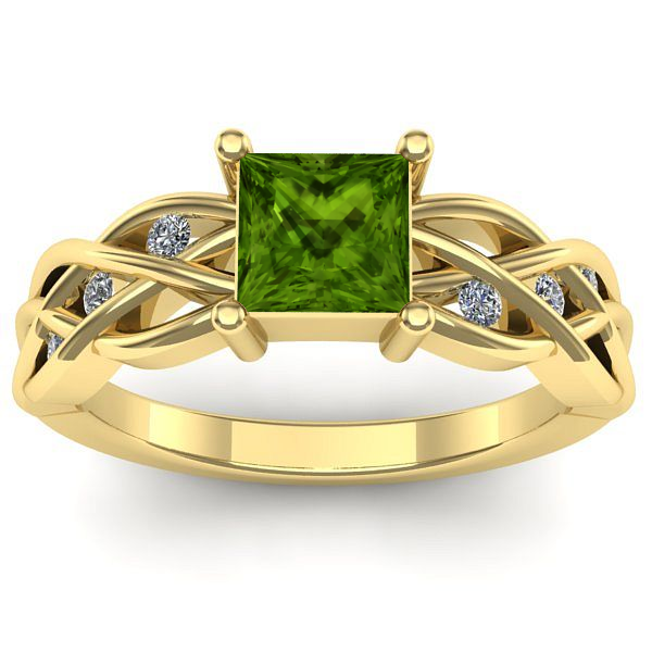 Inel cu peridot patrat