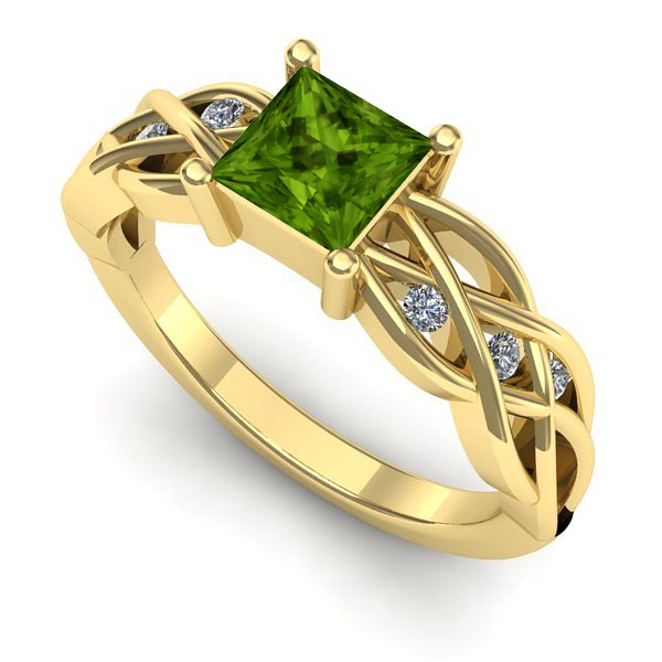 Inel de logodna din aur galben cu peridot