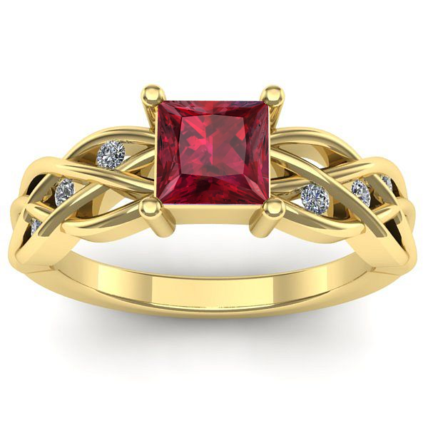 Inel logodna cu rubin patrat