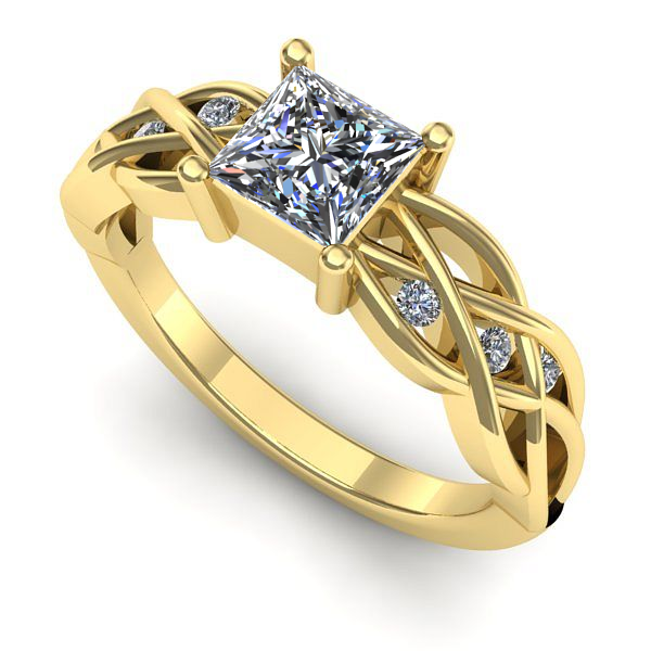 Inel logodna din aur galben cu diamant de laborator