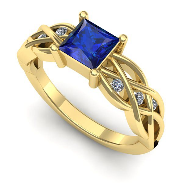 Inel de logodna din aur galben cu safir