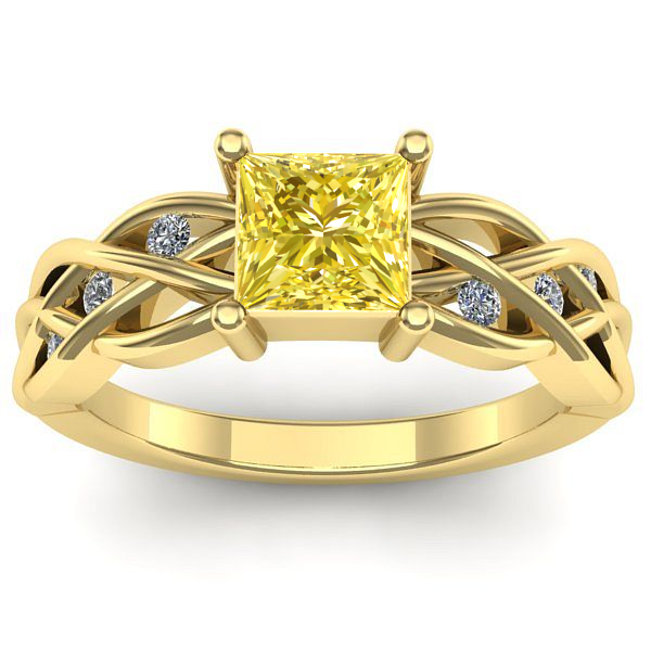 Inel logodna cu safir galben patrat