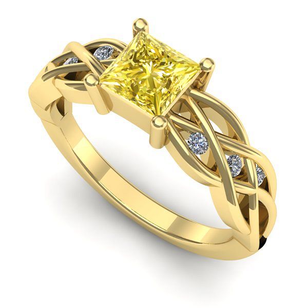 Inel de logodna din aur galben cu safir galben