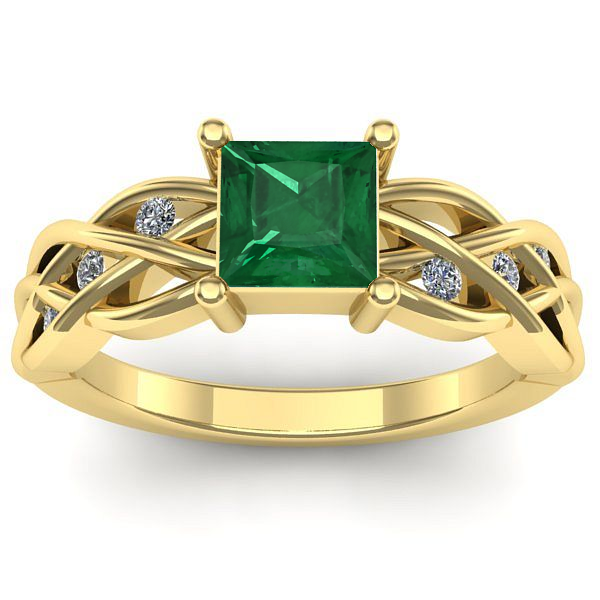 Inel logodna cu smarald patrat