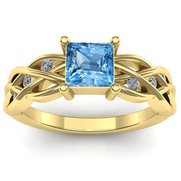 Inel logodna cu topaz blue patrat