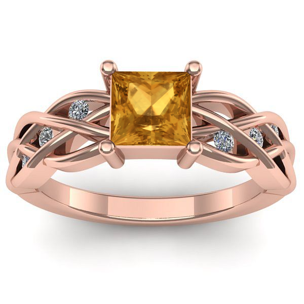 Inel de logodna cu citrin patrat