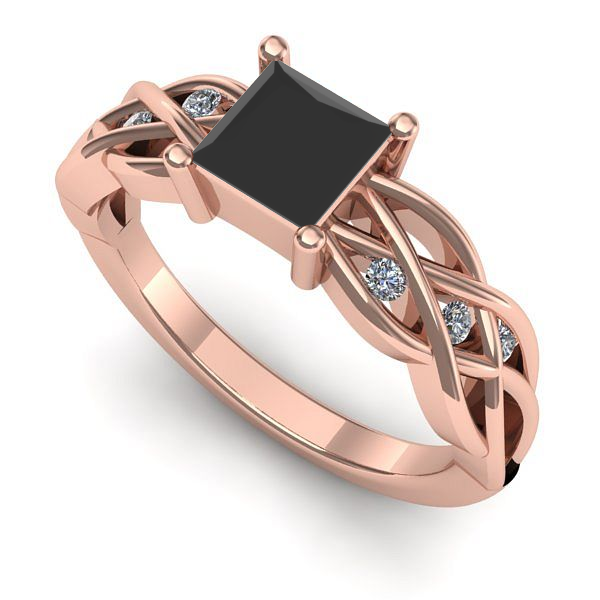 Inel din aur roz cu diamant negru