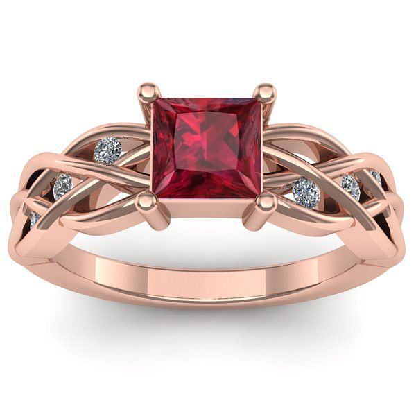 Inel de logodna cu rubin patrat