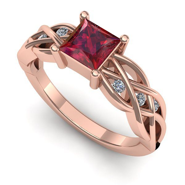 Inel din aur roz cu rubin