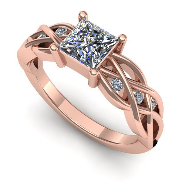 Inel de logodna din aur roz cu safir alb