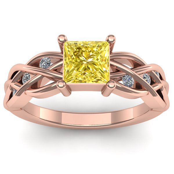 Inel de logodna cu safir galben patrat