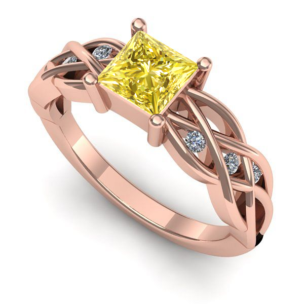 Inel din aur roz cu safir galben