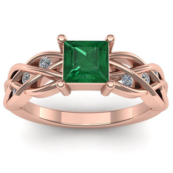 Inel cu smarald patrat