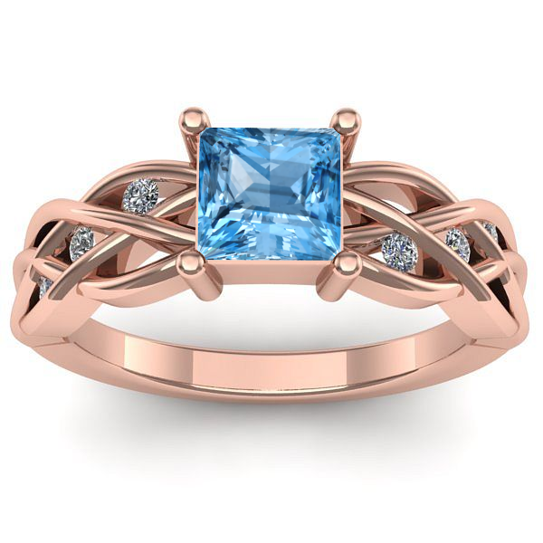 Inel logodna cu topaz blue patrat
