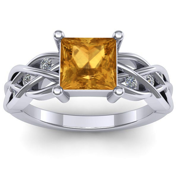 Inel de logodna cu citrin patrat