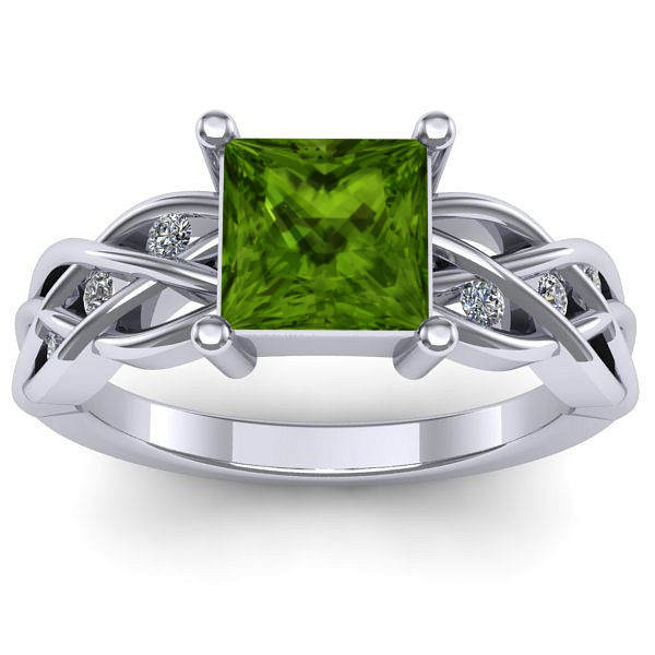 Inel cu peridot patrat