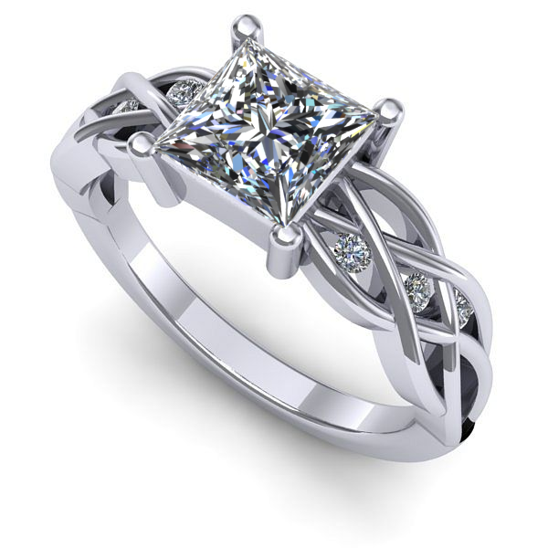 Inel din aur alb cu diamant de laborator