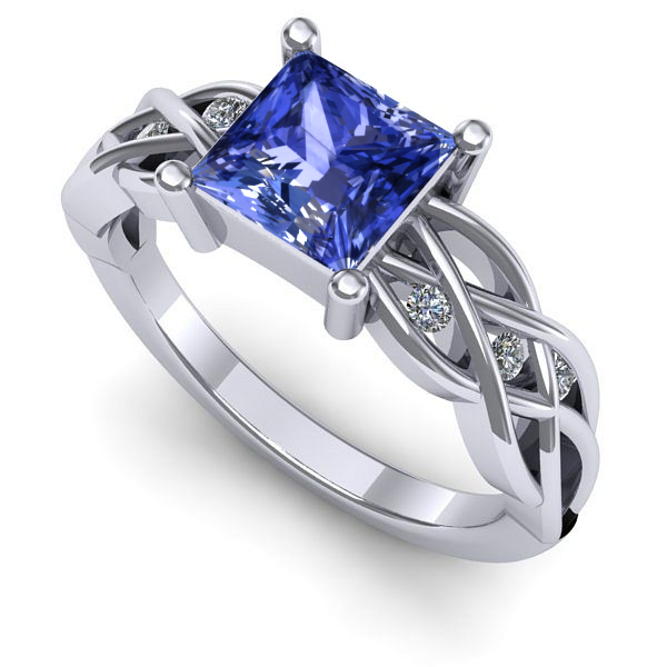Inel de logodna din aur alb cu tanzanit